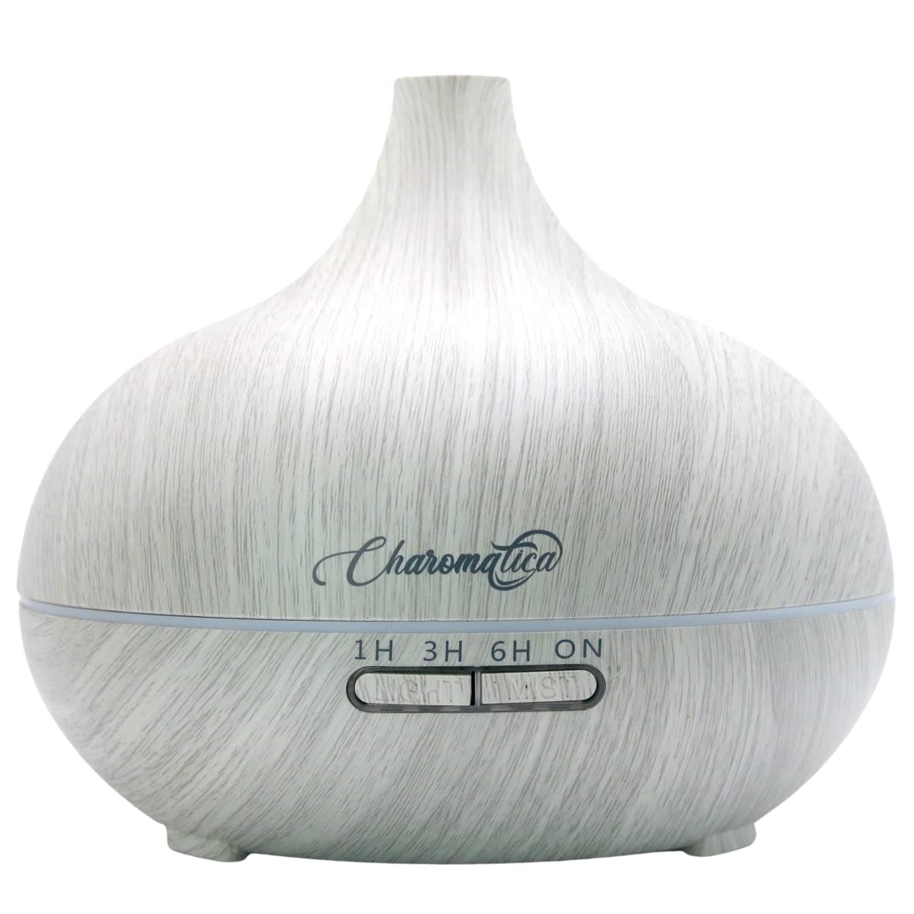 Charomatica Ambience Essential Oil Diffuser 500ml with Remote, Ultrasonic White Wood Aromatic Diffuser with 7 LED Colour Settings, Fine Mist Effect and Auto Shut Off