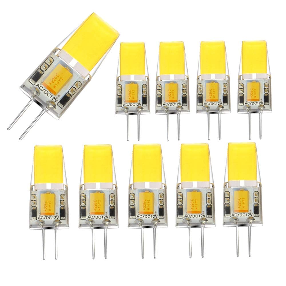 G4 LED Bulb Daylight White 6000k 12V AC/DC 2.5W (25W Halogen Replacement) LED Bulbs Bi-Pin Base Ceiling Lighting 10 Pack