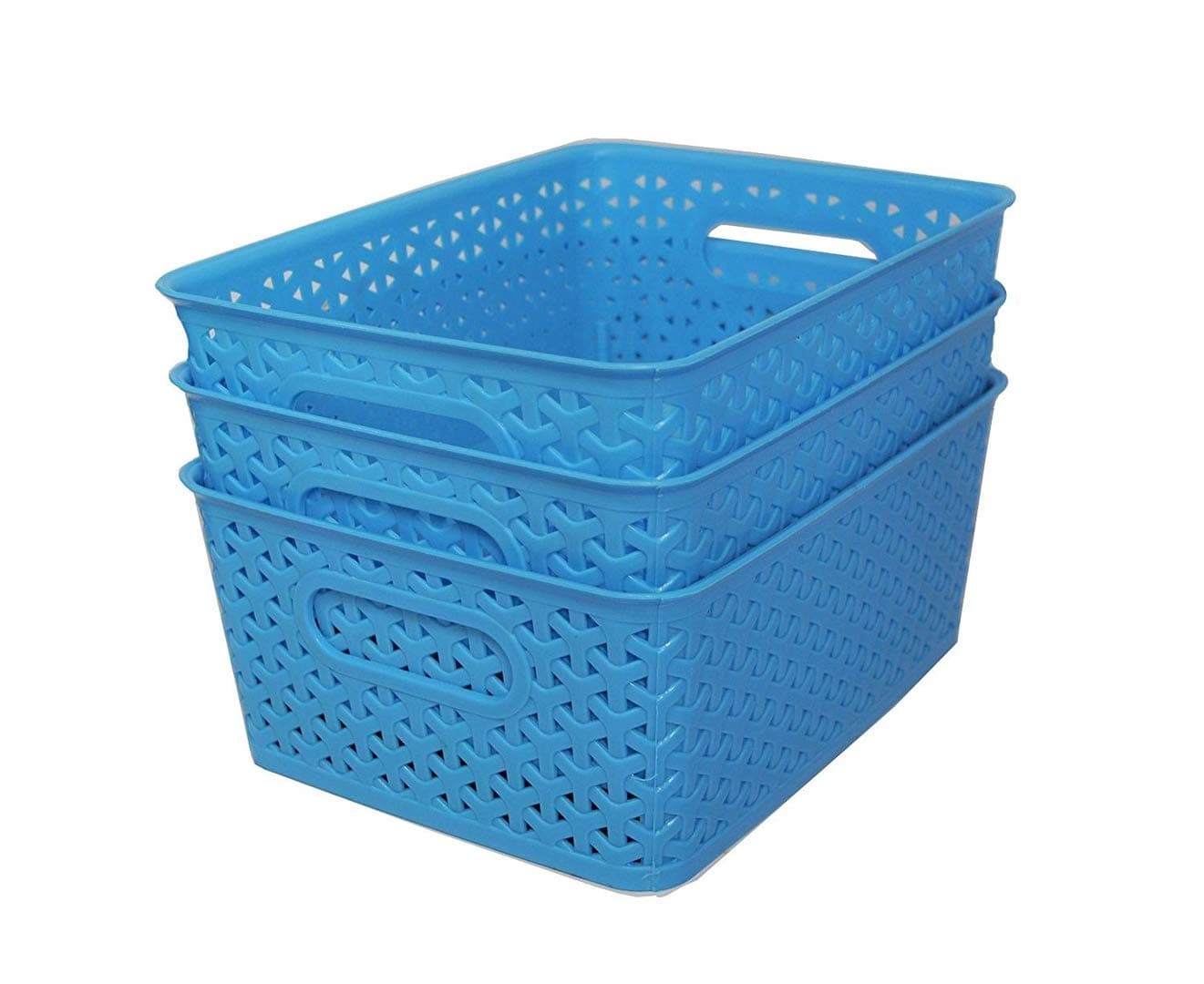 FAIR FOOD Plastic Multi Storage Basket (Blue) - 3 Pieces Set
