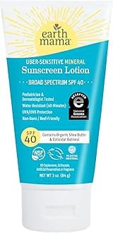 Uber-Sensitive Mineral Sunscreen Lotion SPF 40 | Reef Safe, Non-Nano Zinc, Contains Organic Colloidal Oatmeal | Steroid-Free Eczema Cream for Baby, Kid & Family, 3-Ounce