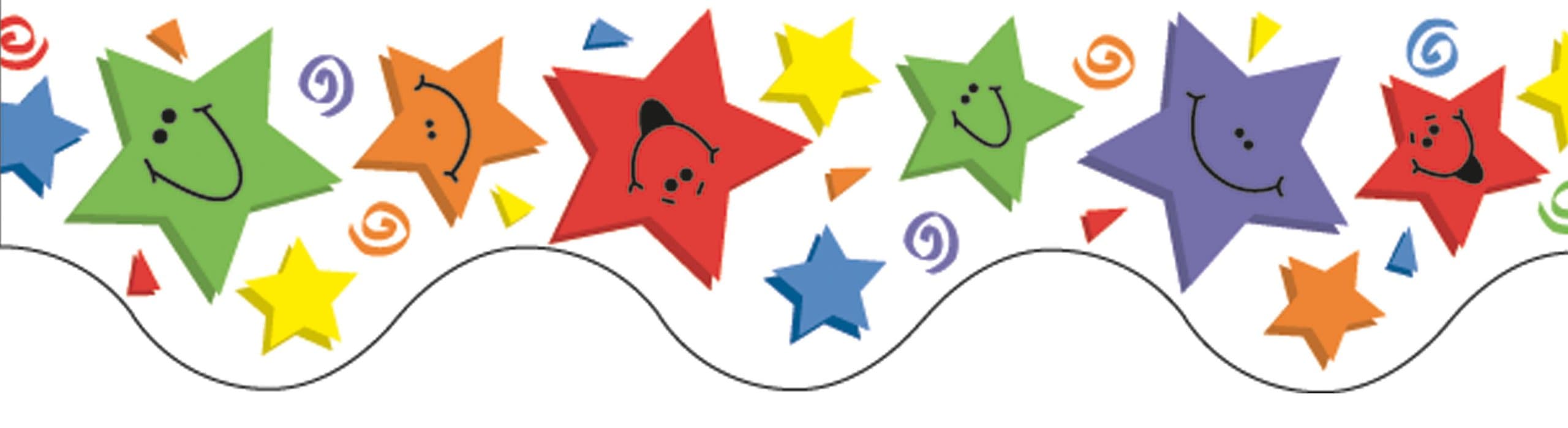 Eureka Multicolor Smiley Face Shooting Star Bulletin Board Trim and Classroom Decoration, 12pc, 3.25'' W x 37'' L