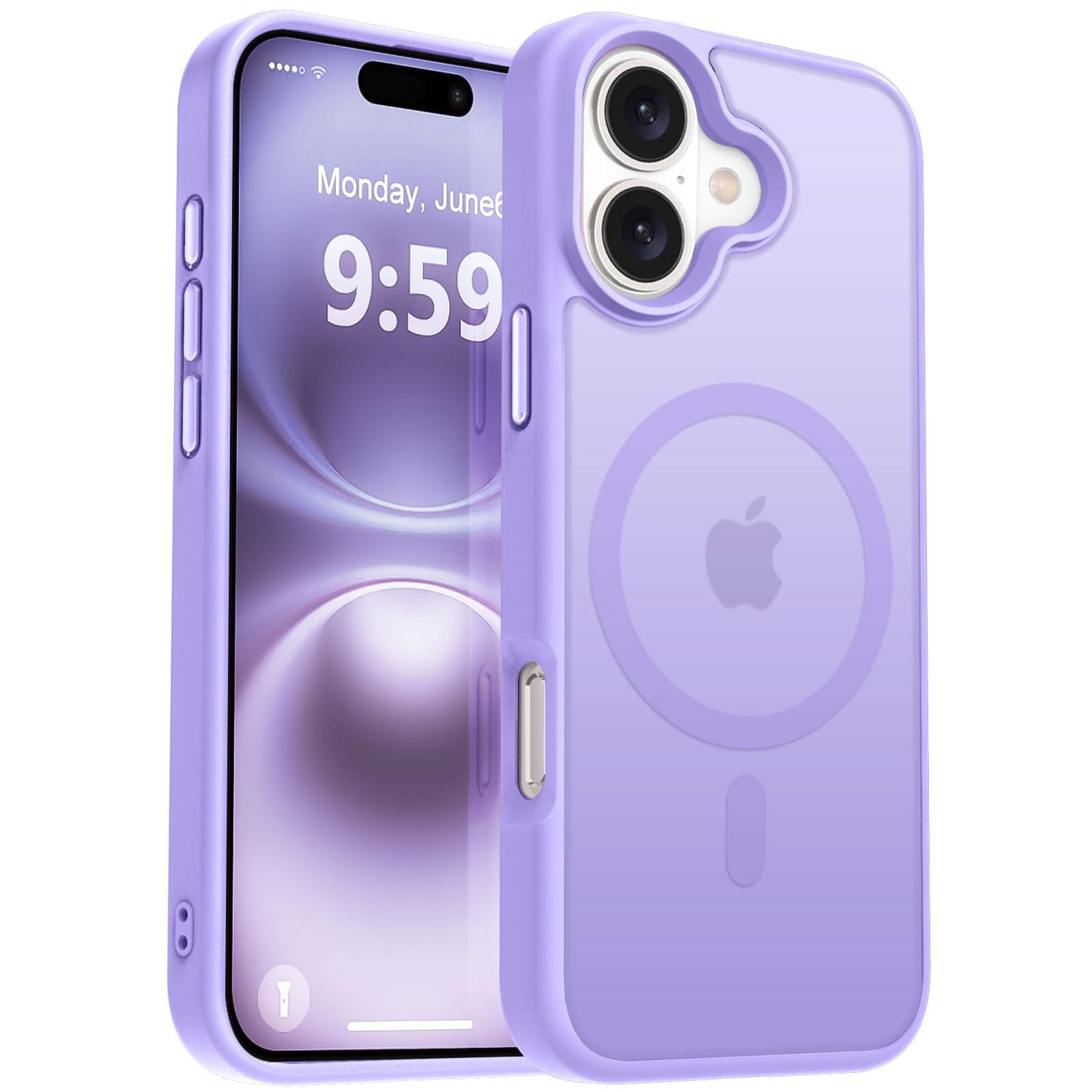 MOCCA Strong Magnetic for iPhone 16 Case, [Compatible with Magsafe][16FT Mil-Grade Drop Protection] Slim Thin Translucent Matte Protective Cover Case for iPhone 16 Phone Case 6.1", Light Purple