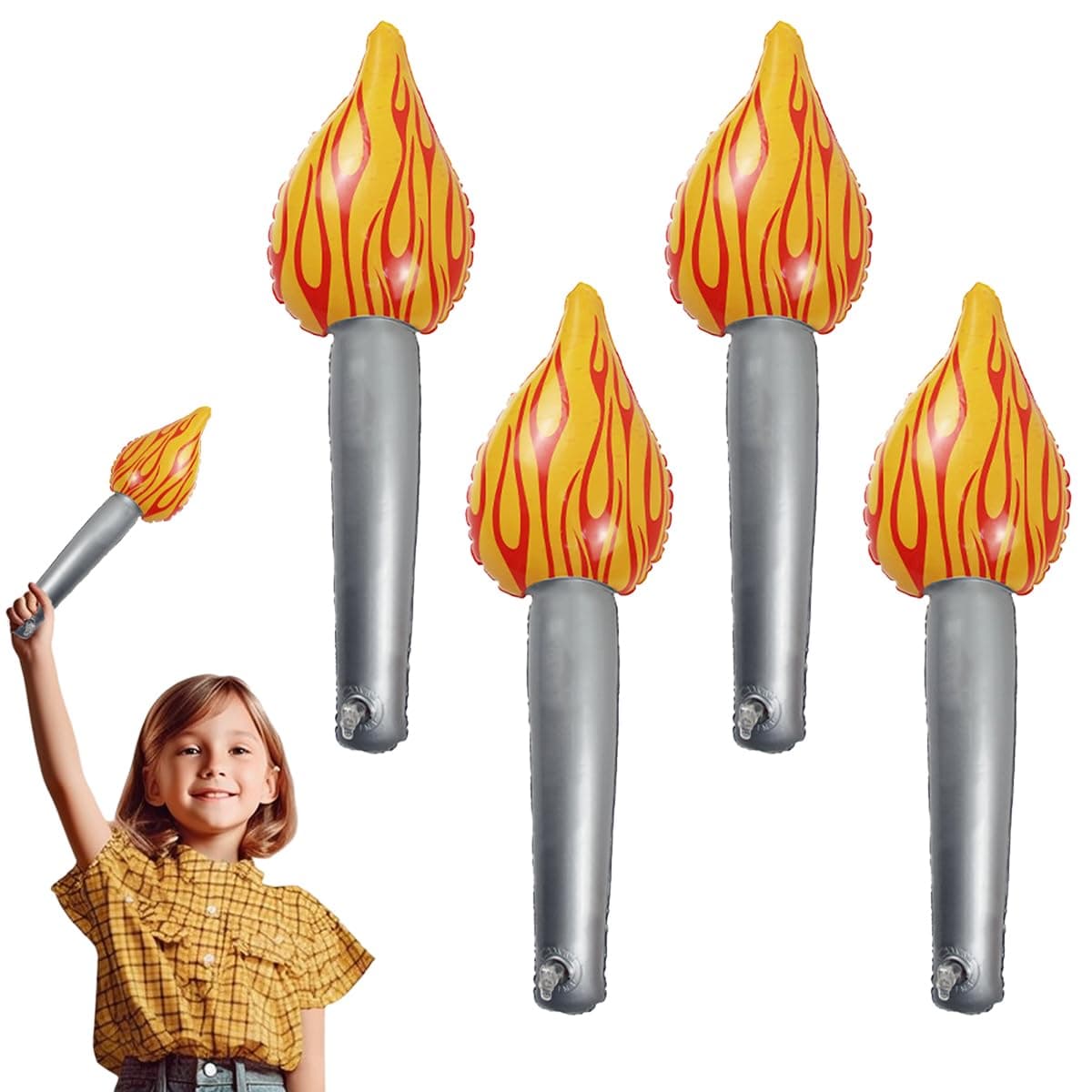 THMSLYN 4 Pieces Flame, Inflatable Torch 2024, Inflating Torch, Inflatable Torch, Games Decoration for Sports Competitions, Celebrations and Events