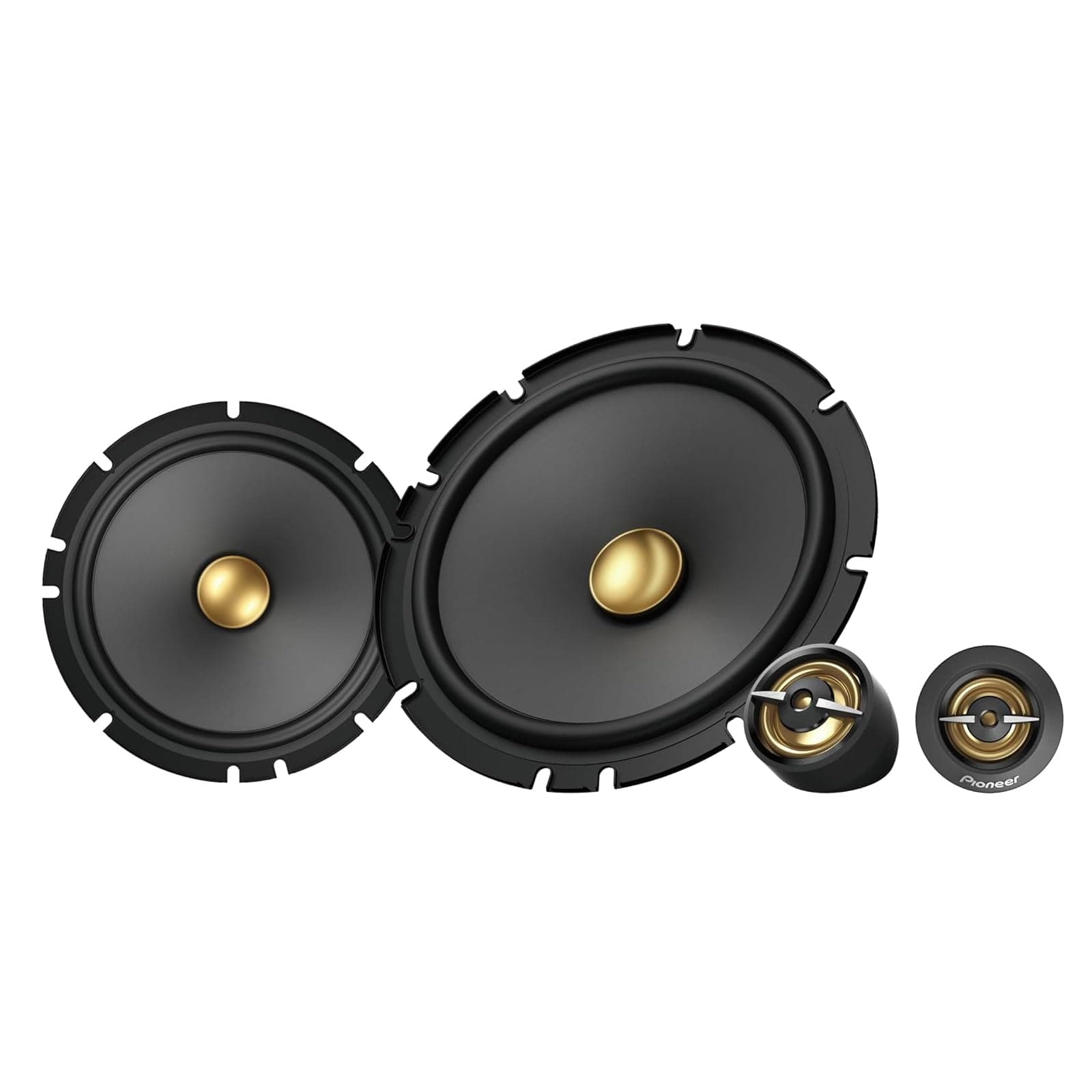 TS-A1601C 6.5" 2-Way Component Speaker Set of 2 Speakers (350W Max, 80W Sine Each), Powerful Sound, High Efficiency, 48mm Installation Depth, 144mm Installation Cutout, Grid
