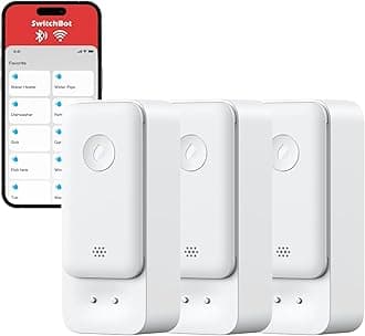 SwitchBot WiFi Water Sensor No Hub Ruiqred 3Pack, Smart Water Leak Detector 100dB Adjustable Alerts & App Alerts, IP67 Waterproof, Wireless Detector for Kitchen, Bathroom, Basement (Support 2.4G Only)