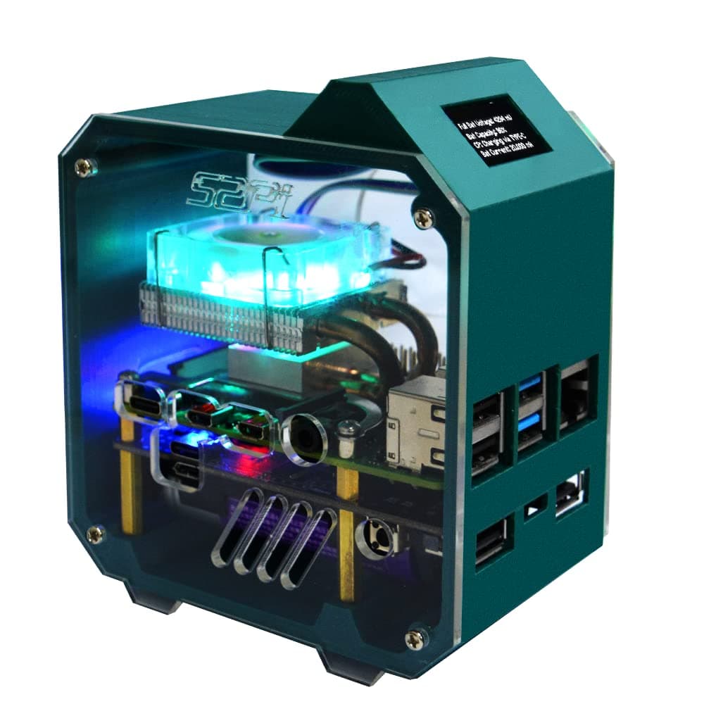 GeeekPi Mini Tower UPS Kit,Raspberry Pi ICE Tower Cooler with Raspberry Pi Ice Tower Case,RGB Fan, 0.96 inch OLED Display and UPS Plus for Raspberry Pi 4 Model B