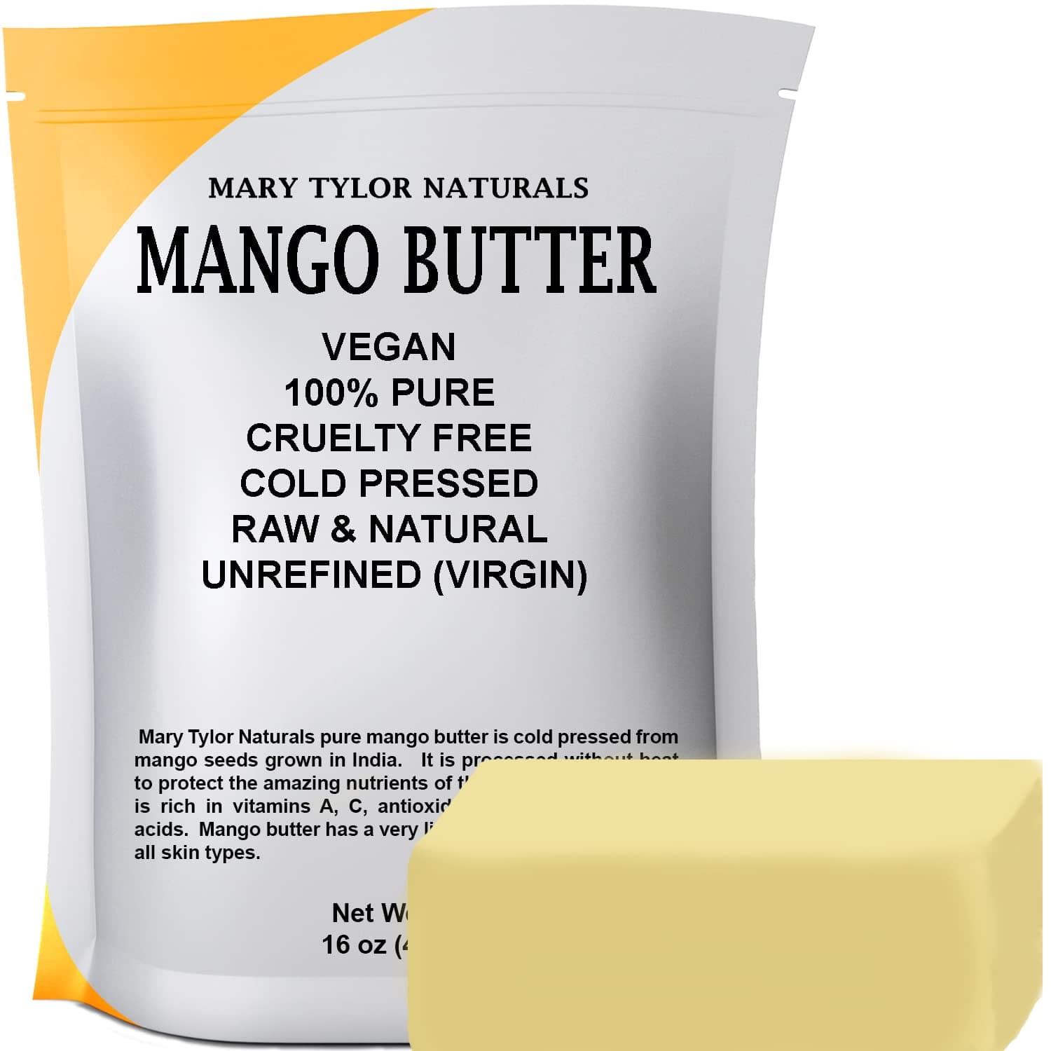 Mango Butter 1 lb Cold Pressed, Unrefined,Raw Pure Mango Butter —