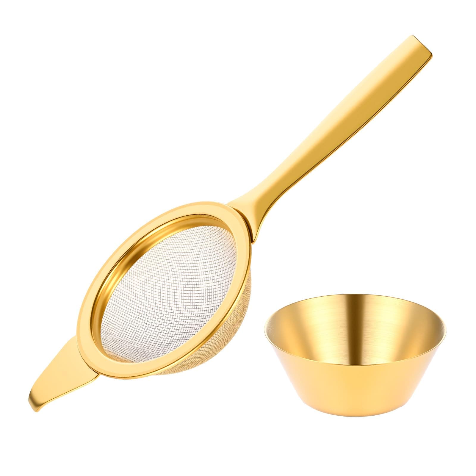 2.2" Gold Matcha Sifter Strainer 30 Fine Mesh Strainer Small Sifters for Matcha Stainless Steel Sieve Sifter with Handle, Small Metal Strainers for Loose Tea Cocktail Coffee
