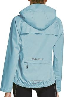 BALEAFWomen's Running Rain Jackets Waterproof Windbreaker Windproof Lightweight Cycling Jackets Reflective Packable Hooded, 1-light Blue, Large