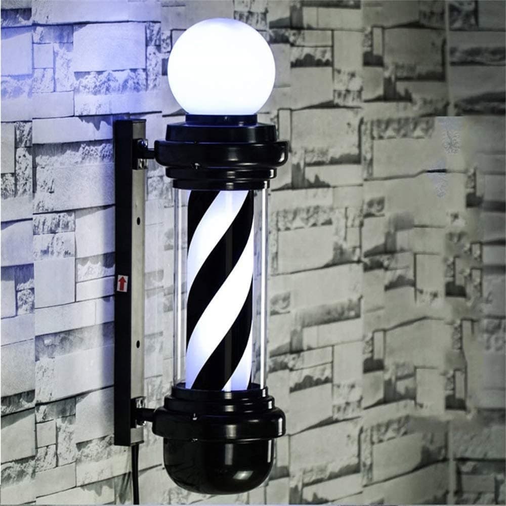Barber Pole Black White LED Light,Traditional Barber Pole Outside Barber Shop Rotating Light Sign Light Box Rainproof Hairdressing Salon Save Energy Wall Lamp (68x26CM)