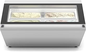 KM-CGD-8HP 31 in. Countertop Ice Cream Display case with 4 Pans and Glass Sneeze Guard in Stainless-Steel