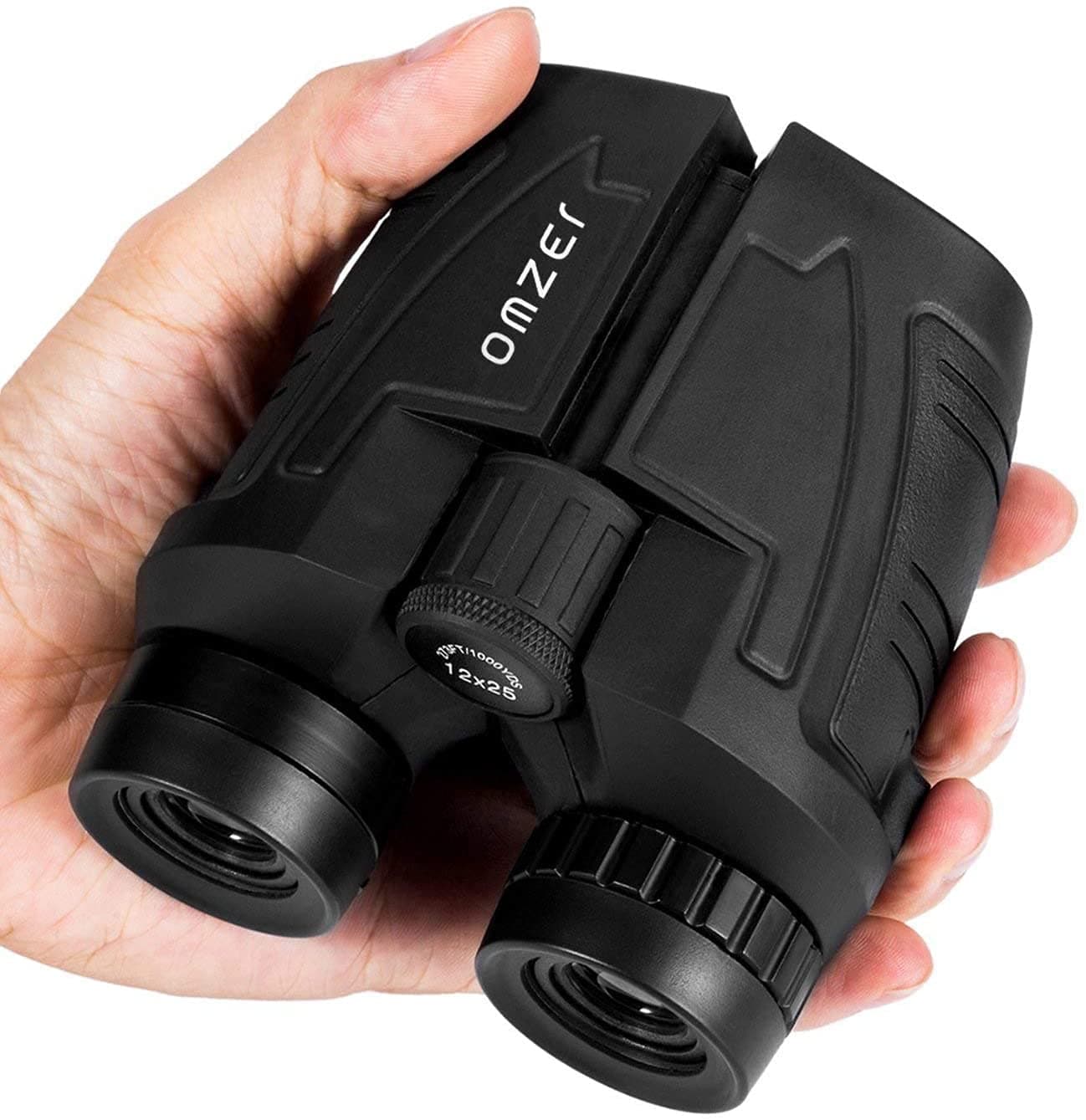 omzer12x25 Compact Folding Binoculars With BAK4 Prism Clear Vision for Bird Watching Hiking Traveling, High Powered Binocular Waterproof Perfect For Adults Kids Hunting Camping With Dust Cover