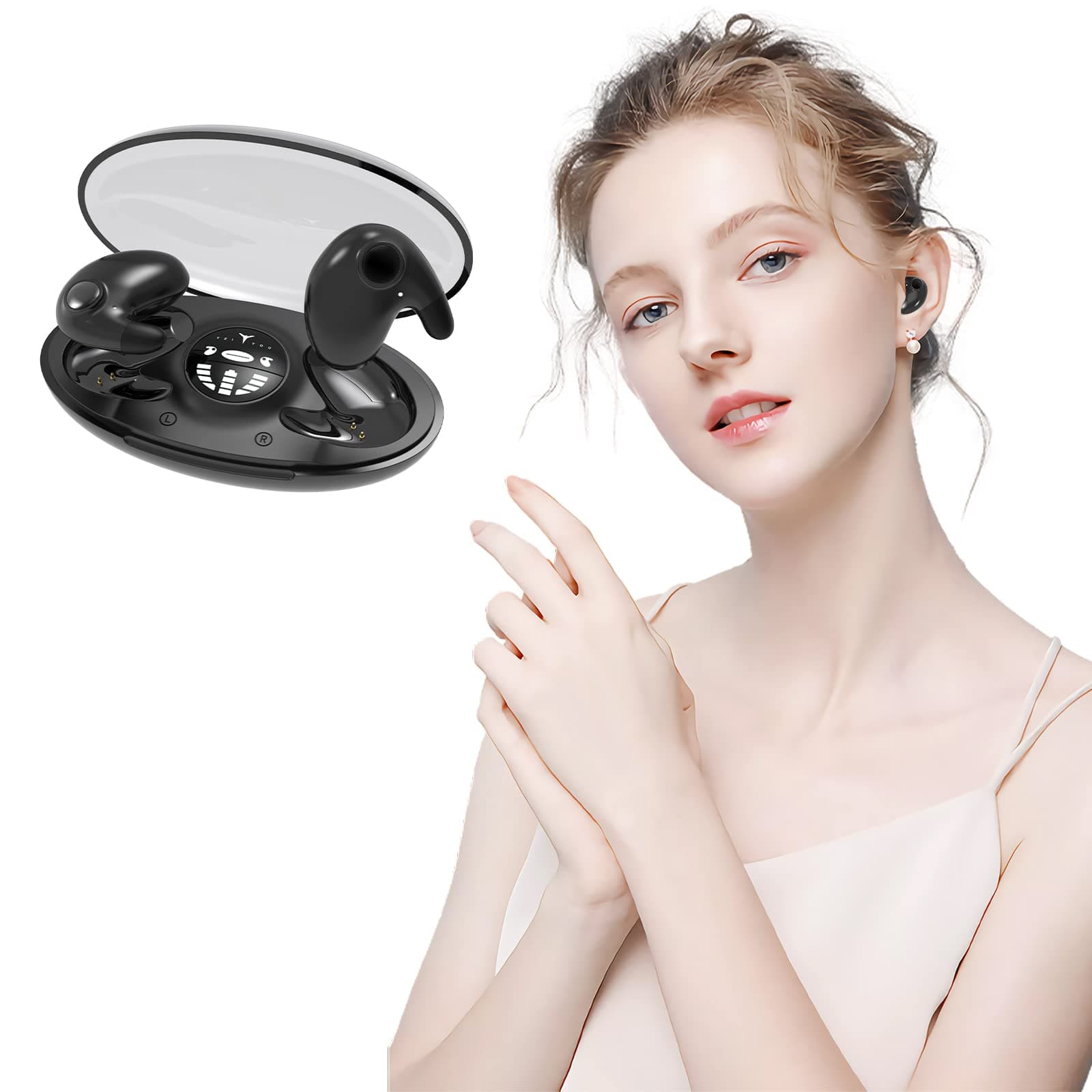 Sleep Earbuds Invisible Bluetooth Earbuds, Tiny Sleep Buds Wireless Earphone for Sleeping with Touch Control and Wireless Charging Case