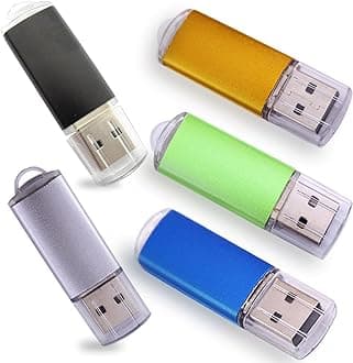 Ebamaz USB Flash Drives 2.0 Metal Key Pack of 5 Colors (128MB,Not GB,Smaller Than 1GB,Blank)