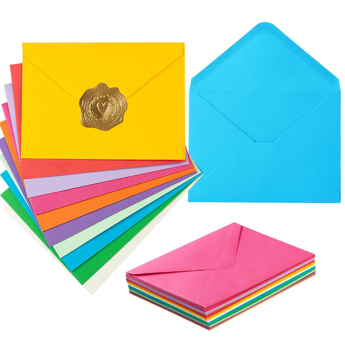 50 Pack A6 Envelopes for 4 x 6 Greeting Cards, Birthday Party, Photos, Baby Shower and Wedding Invitation Cards, 6 1/2 x 4 3/4 Inches (Multicolor)