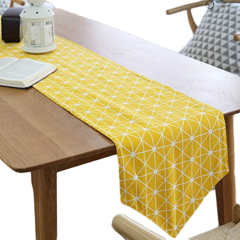 meioro Table Cloth, Rectangular Tablecloth, Cotton Linen Table Cover, Simple Twill Tablecloths, Tablemat Suitable for Home Kitchen Decoration, Various Sizes(Yellow,30×180cm)