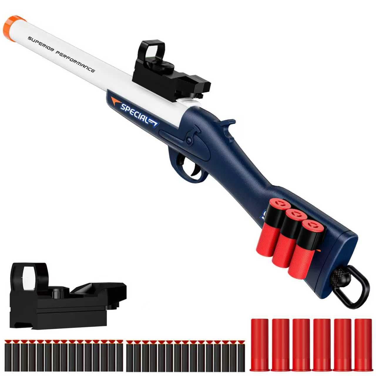 Toy Shotgun Shell Ejecting Toy Gun,Soft Bullets Gun, with 30 Bullets Perfect As a Birthday-Holiday for 8-12 Year Olds(Blue)