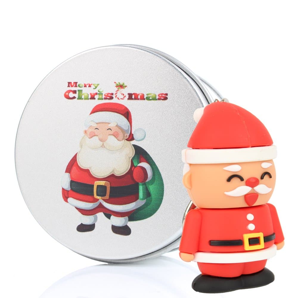 Christmas Santa 16G USB Flash Drive Memory Sticks Data Pen Drives Duo Storage Device Novelty Digital Cute Nice Gift Present for Computer PC iMac Kids Girls Boys her Women School Students 16GB