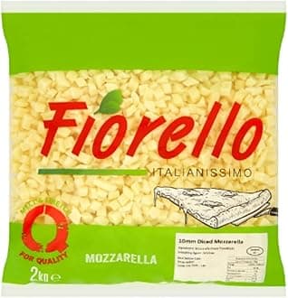 Fiorello Italianissimo Mozzarella 10mm Diced 2kg (Pack of 6) – Professional Pizza Mozzarella Cubes, Even Melt & Coverage, Catering & Foodservice Bulk Pack