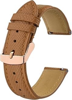 BISONSTRAP Texture Leather Watch Straps for Women and Men, Watch Replacement Bands with Quick Release, 16mm 18mm 19mm 20mm 22mm
