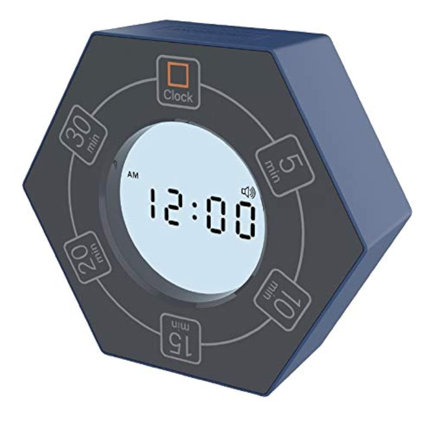 Hexagon Rotating Productivity Clock, Pomodoro Timer with 5, 10, 15, 20, 30 Minute Presets, Timer for People with ADHD (Blue)