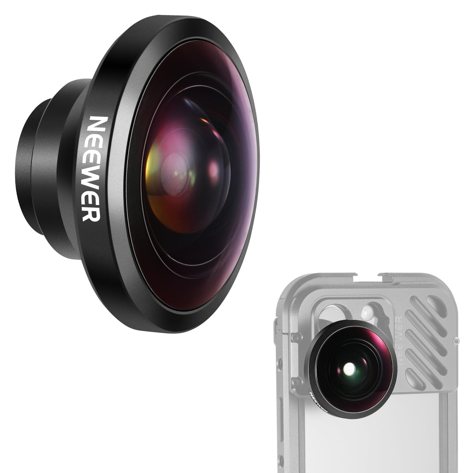 NEEWER HD 105mm Macro Lens, 17mm Thread Compatible with iPhone 17 Pro Max 16 15 Galaxy S25 Ultra/Backplate/Lens Clip, 46mm Front Thread, LS-29
