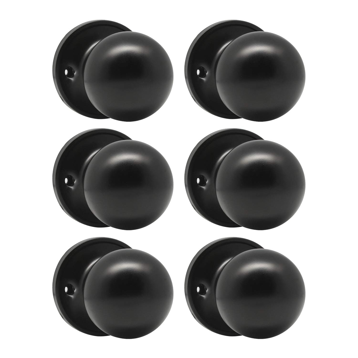 KNOBWELL 6 Pack Classic Closet Door Knobs Dummy Door Knob, Individual Dummy Door Knob Single Side, Matte Black Interior Door Knobs, Easy Installation