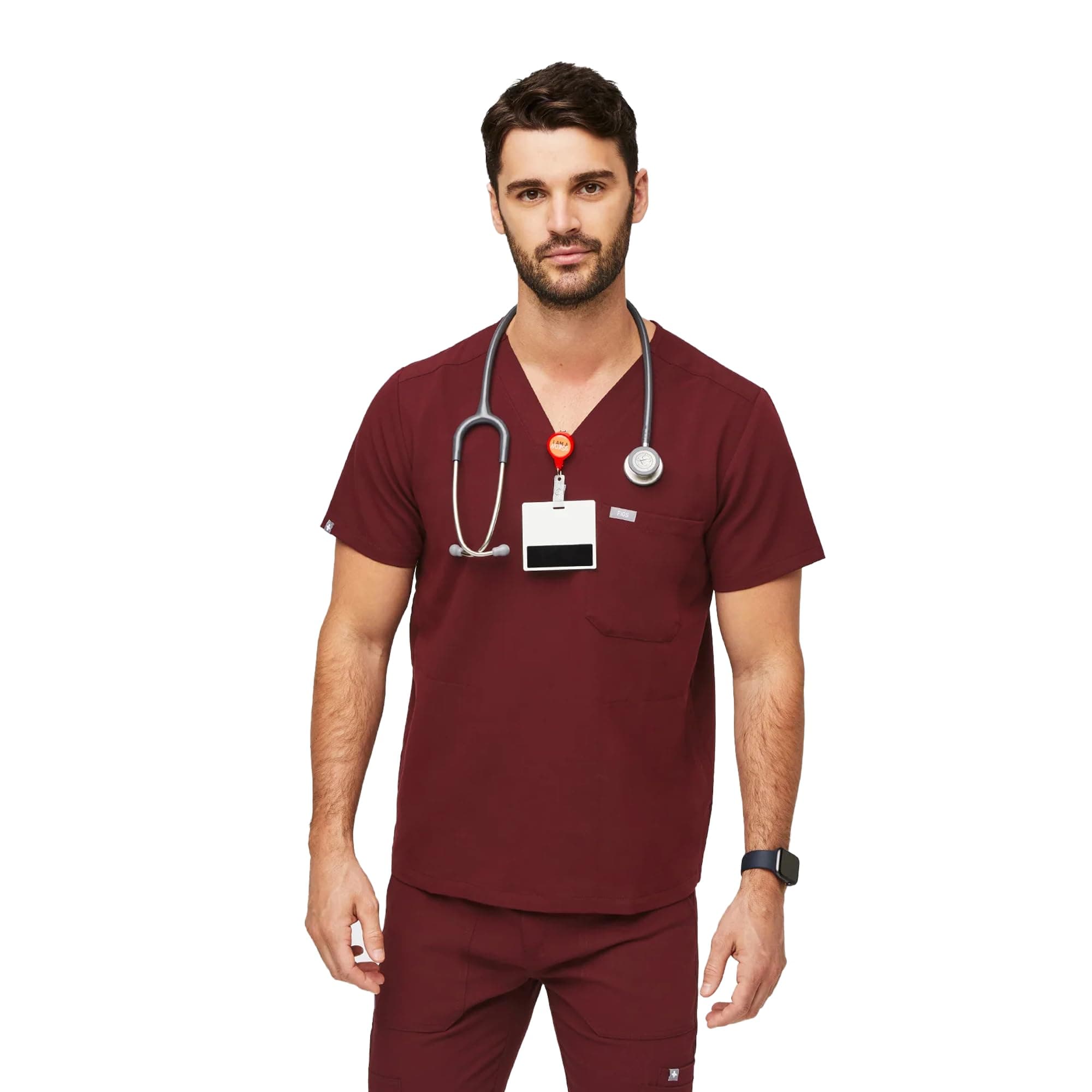 FIGS Chisec Scrub Top for Men – 3 Pockets, Tailored Fit, Squared V-Neck, 4-Way Stretch, Moisture-Wicking Men's Scrubs