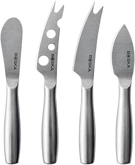BOSKA 357610 Cheese Knife, Stainless Steel, 6.9 x 5.7 x 0.8 inches (176 x 146 x 21 mm), Mini Cheese Knife, 4-Piece Set, Pack of 4