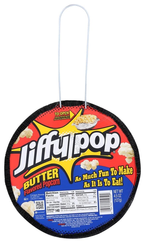 Jiffy Pop Butter Popcorn 4.5 oz each (4 Items Per Order)