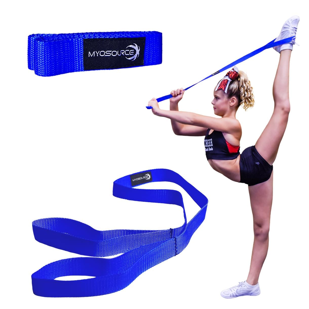Myosource Kinetic Bands Cheerleading Flexibility Stunt Strap - Improve Stretching and Stunts for Cheer Dance Gymnastics & Physical Therapy Stocking Stuffers Present for Kids Girls Adults - 12 Colors