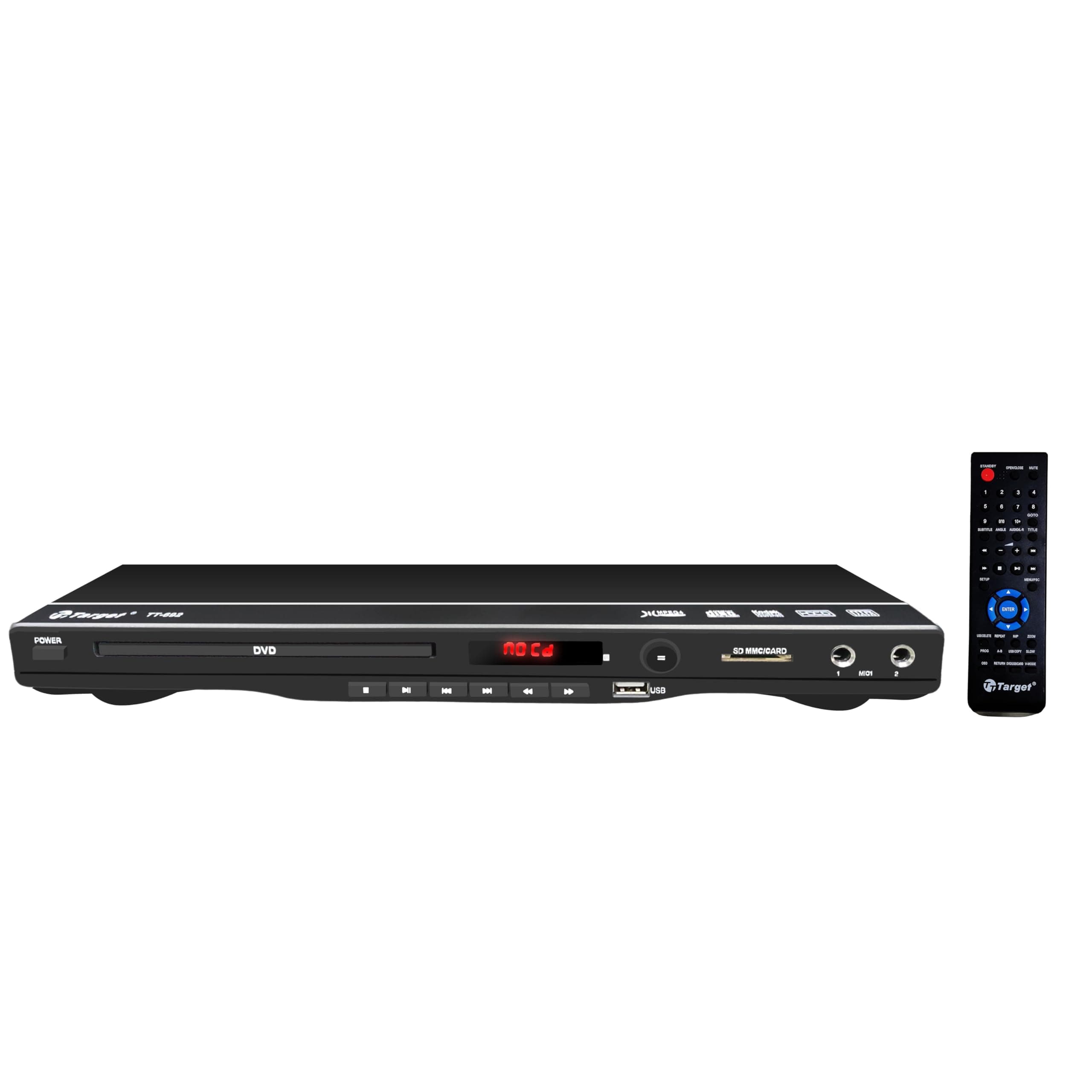 Target TT-DVD692 MPEG4 Technology 5.1 Channel DVD Player 100 watts with Built-in Speaker, CD Ripping, LED Display, Hi Fi Amplifier USB, SD/MMC & Remote