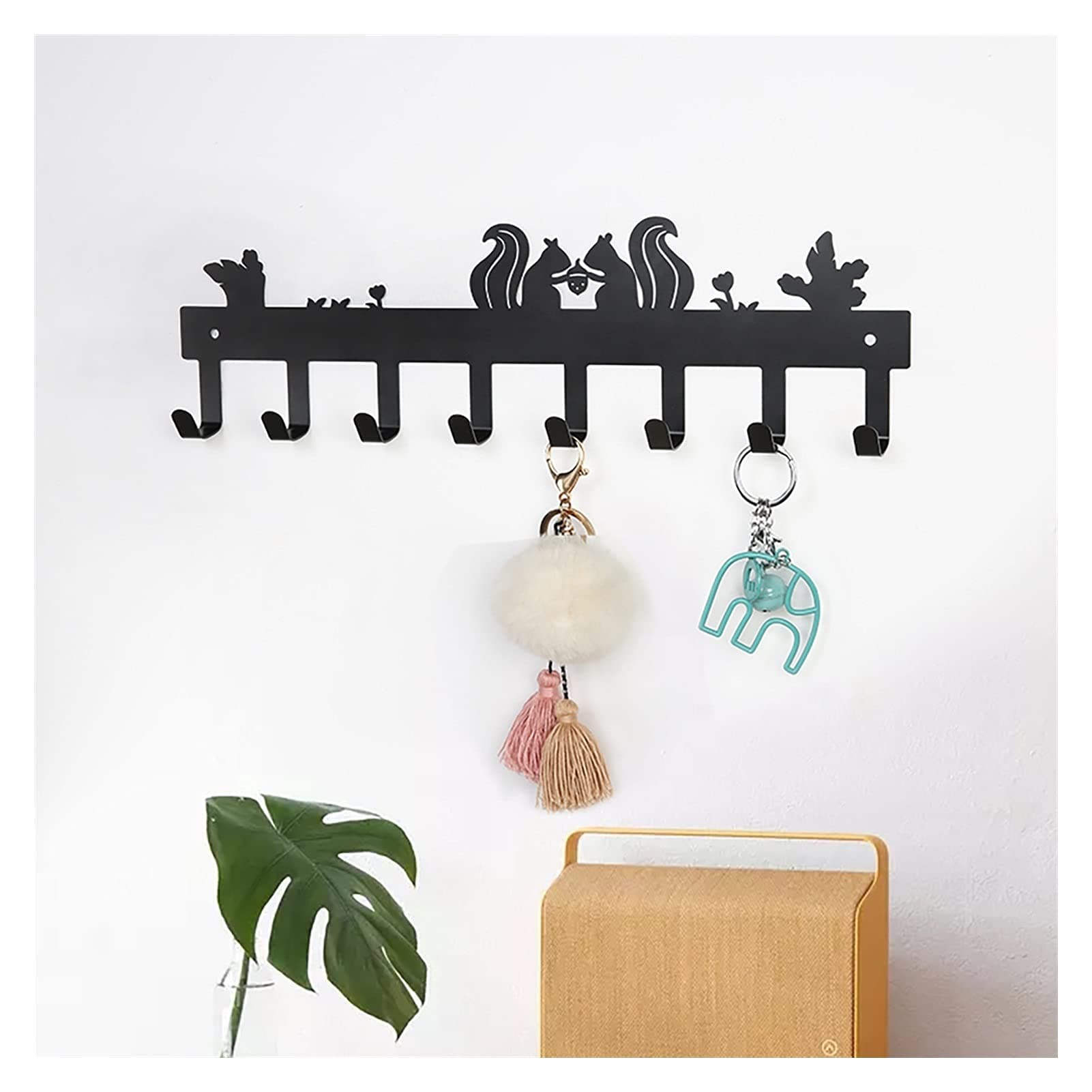 jinyi2016SHOP Coat Hooks Wall Hooks Coat Rack Squirrel Decorative Key Hooks Wall Mounted House Holder Metal Towel Hanger Organizer for Leash Umbrella Bags Coat Wall Mounted Hooks