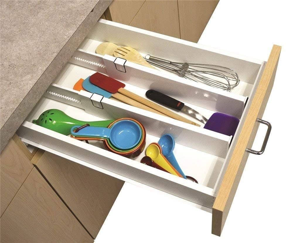 GBEX Plastic Expandable Adjustable Storage Organiser Drawer with Divider, 2 Pieces,