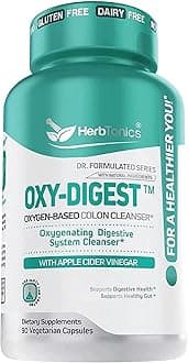 Herbtonics Oxy-Digest Colon Cleanse and Detox Digestive System Formula with Apple Cider Vinegar,90 Vegan Pills Capsules for Women and Men