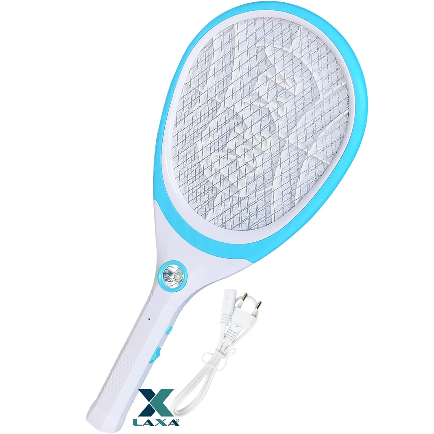LAXA Mosquito Fly Swatter Bug Zapper Bat Racket, Mosquito Bat Pests Insects Control Killer Repellent, AC 220v Rechargeable, LED Lighting, Double Layers Mesh Protection (Design and Colors May Vary)