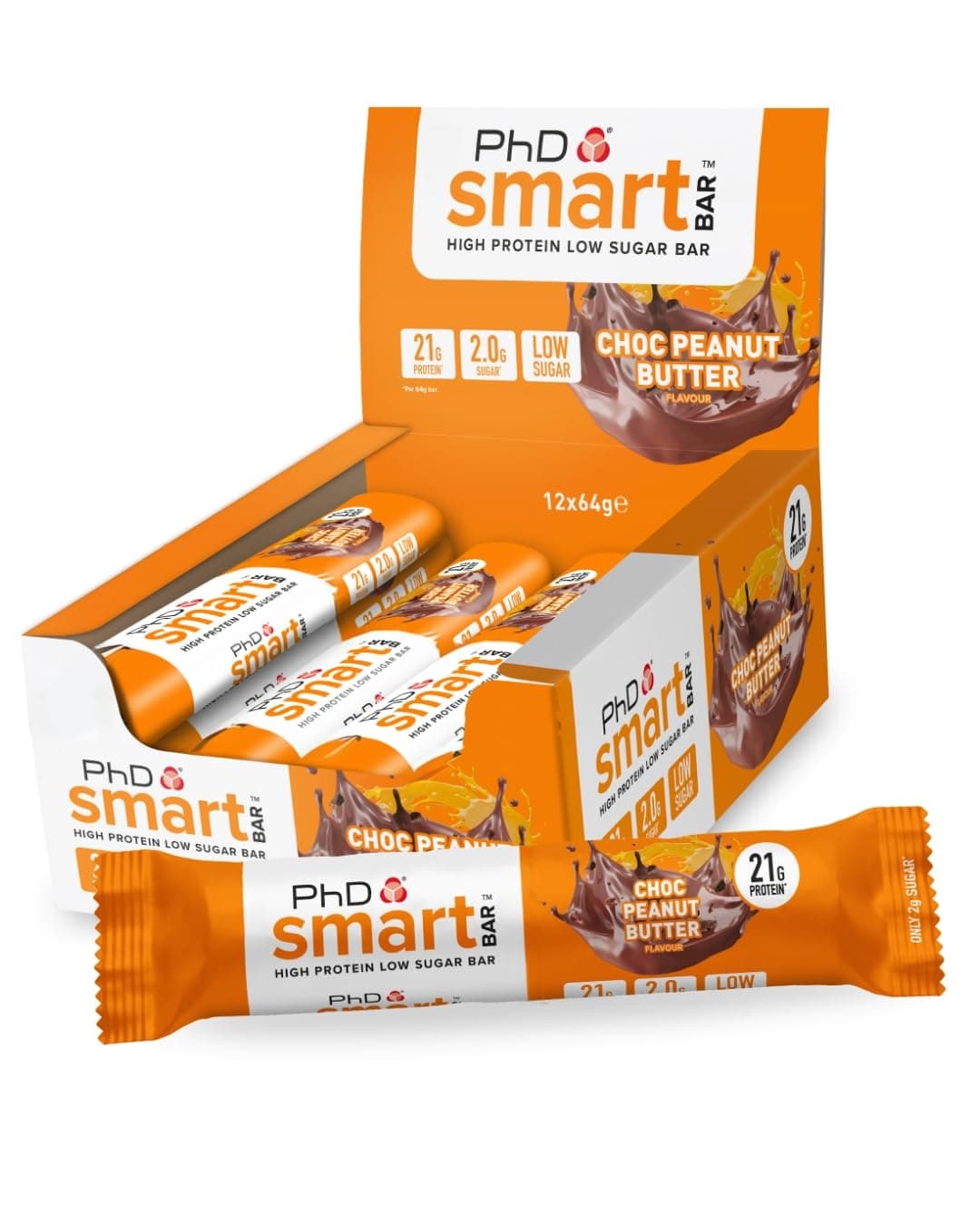 Nutrition Smart Protein Bar Low Calorie, Nutritional Protein Bars/Protein Snacks, High Protein Low Sugar, Chocolate Peanut Butter Flavour, 20g of Protein, 64g Bar (12 Pack)