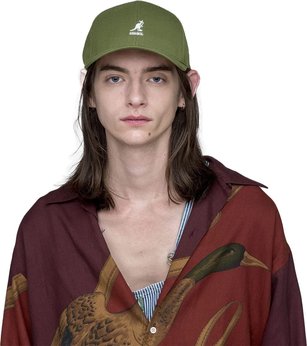 Kangol - Unisex Wool Flexfit Baseball Cap, Olive, Small-Medium