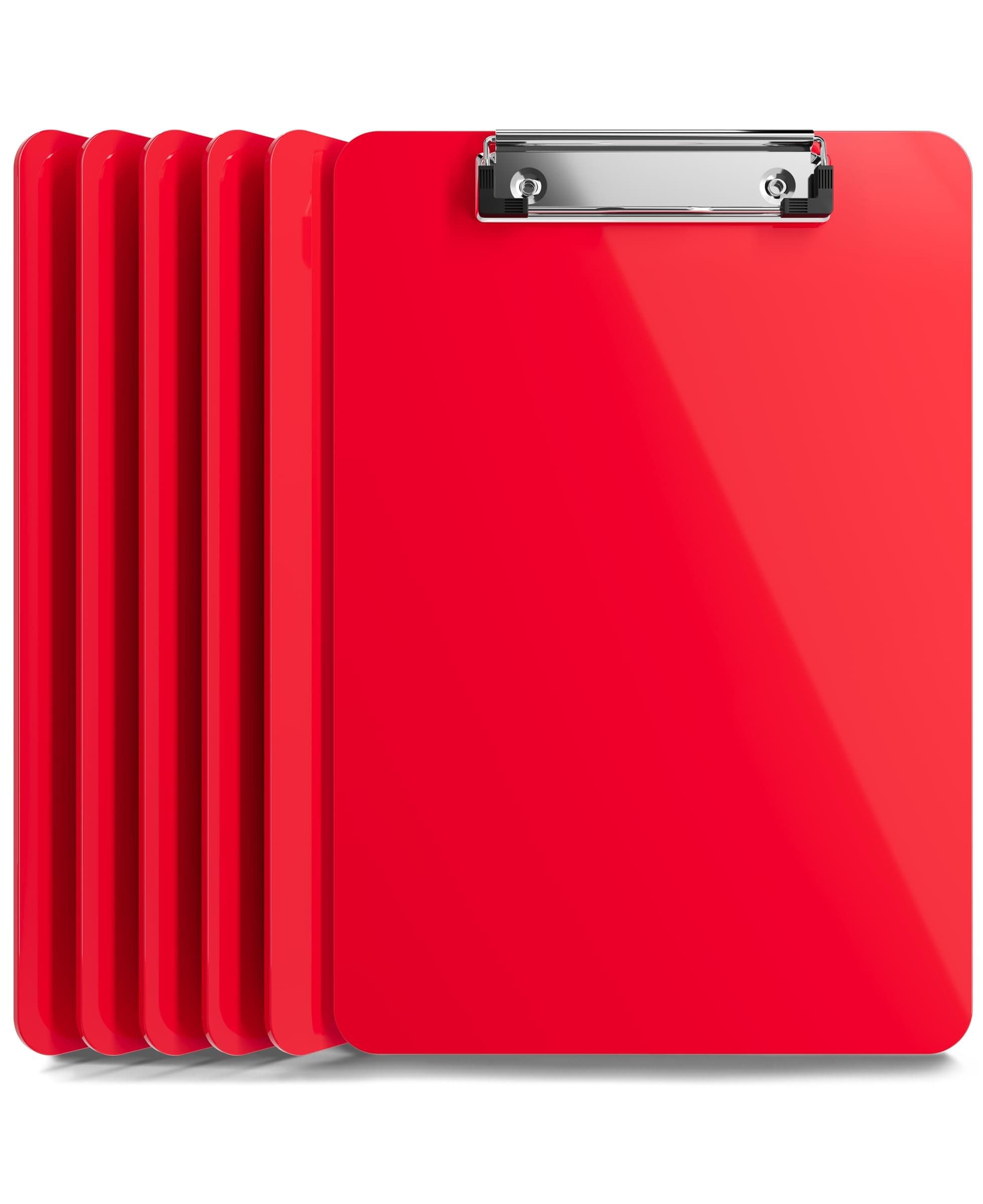 - Plastic Clipboards (Set of 6) Multi Pack Clipboard (Red) Strong 12.5 x 9 Inch | Holds 100 Sheets! Acrylic Clipboards with Low Profile Clip | Cute Aesthetic College School Supplies for Girls and Boys
