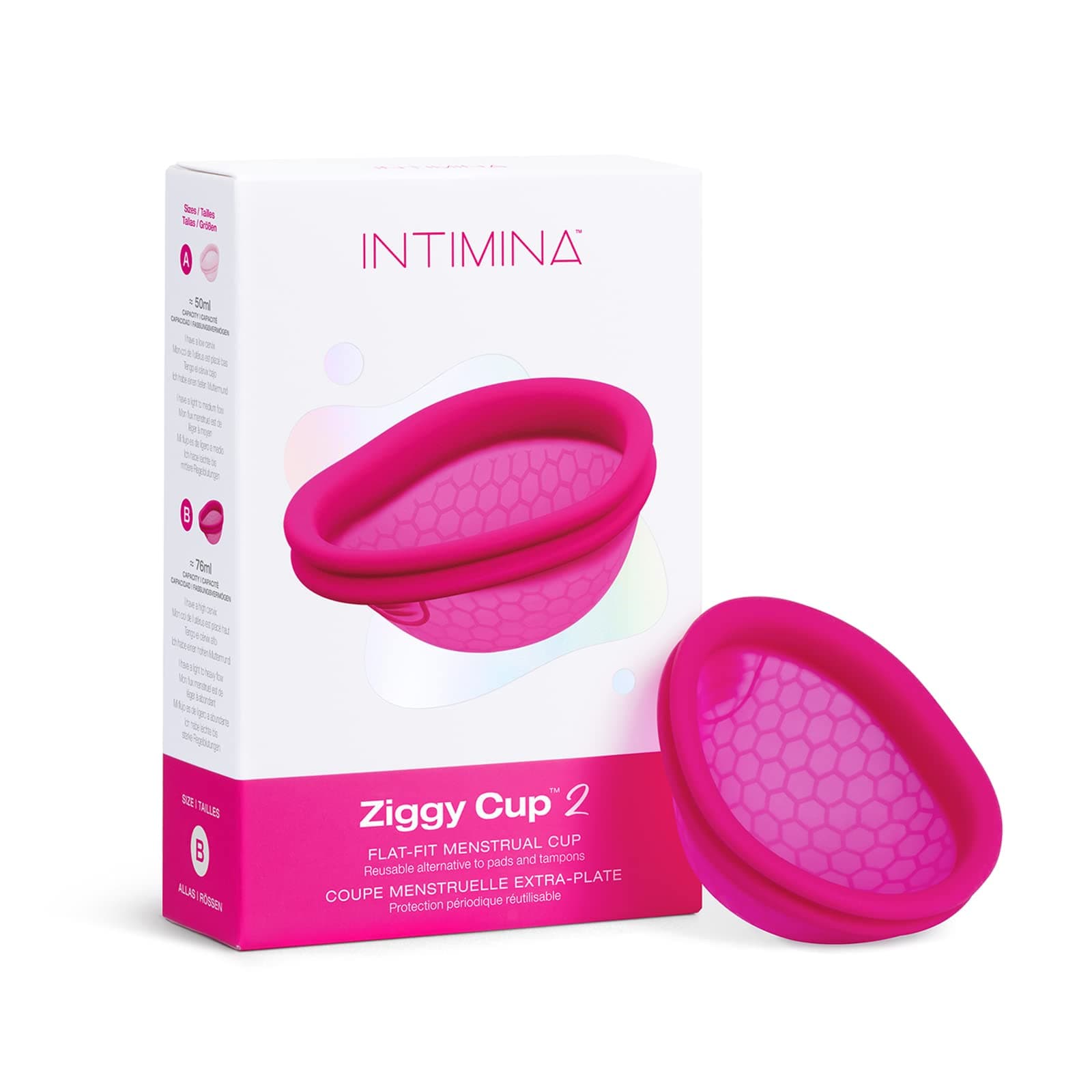 Intimina Ziggy Cup 2 - New Generation Ultra-Thin Flat-Fit Reusable Menstrual Disc (Size B)