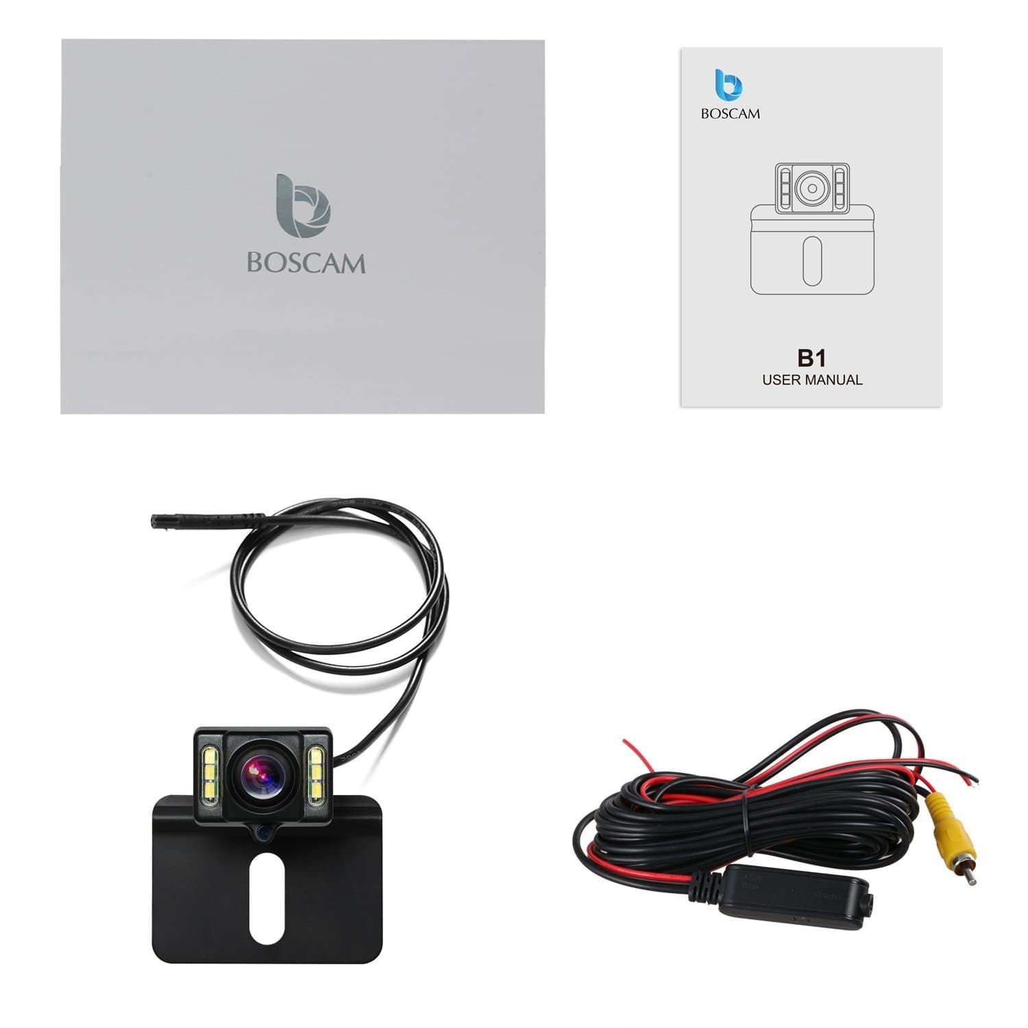 BOSCAM B1 Upgraded Waterproof Backup Camera, 6 LED Superior Night Vision Universal Reverse Camera for Most Cars