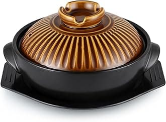 Large Korean Ceramic Bowl with Lid and Trivet, 54 oz Sizzling Hot Pot with Double Handles for Cooking and Serving Dolsot Bibimbap, Soup, Rice, Stew, Casserole, Noodle (Retro Copper)