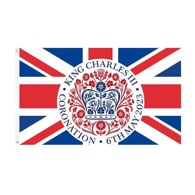King Charles III Flag, Coronation Flags Union Jack Flags 5ft x 3ft Coronation Decorations, Great Britain King Flag Decoration British King Flag UK Coronation Street Parties Merchandise, D