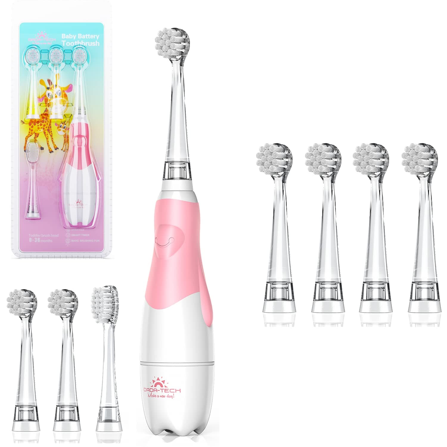 DADA-TECH Baby Electric Toothbrush with Replacement Heads (Round)