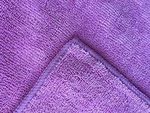 Microfiber Cleaning Cloths 12 Pack - Premium Large Soft 16x16 Washable Towels - Super Thick 350 GSM - Wash or Buff Surfaces, Screens, Car & Auto, Bath and Kitchen by MicrofiberPros (Purple)