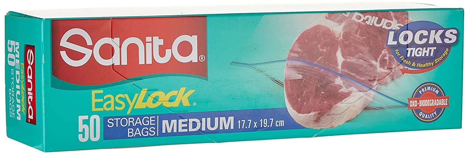 EASY ZIP LOCK FOOD STORAGE BAGS MEDIUM 50