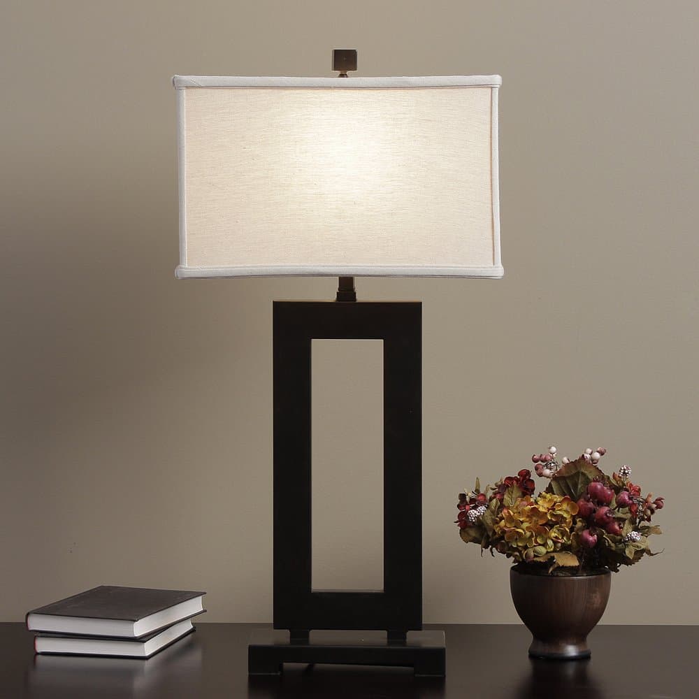 Mocha Metal Table Lamp with Cream Shade