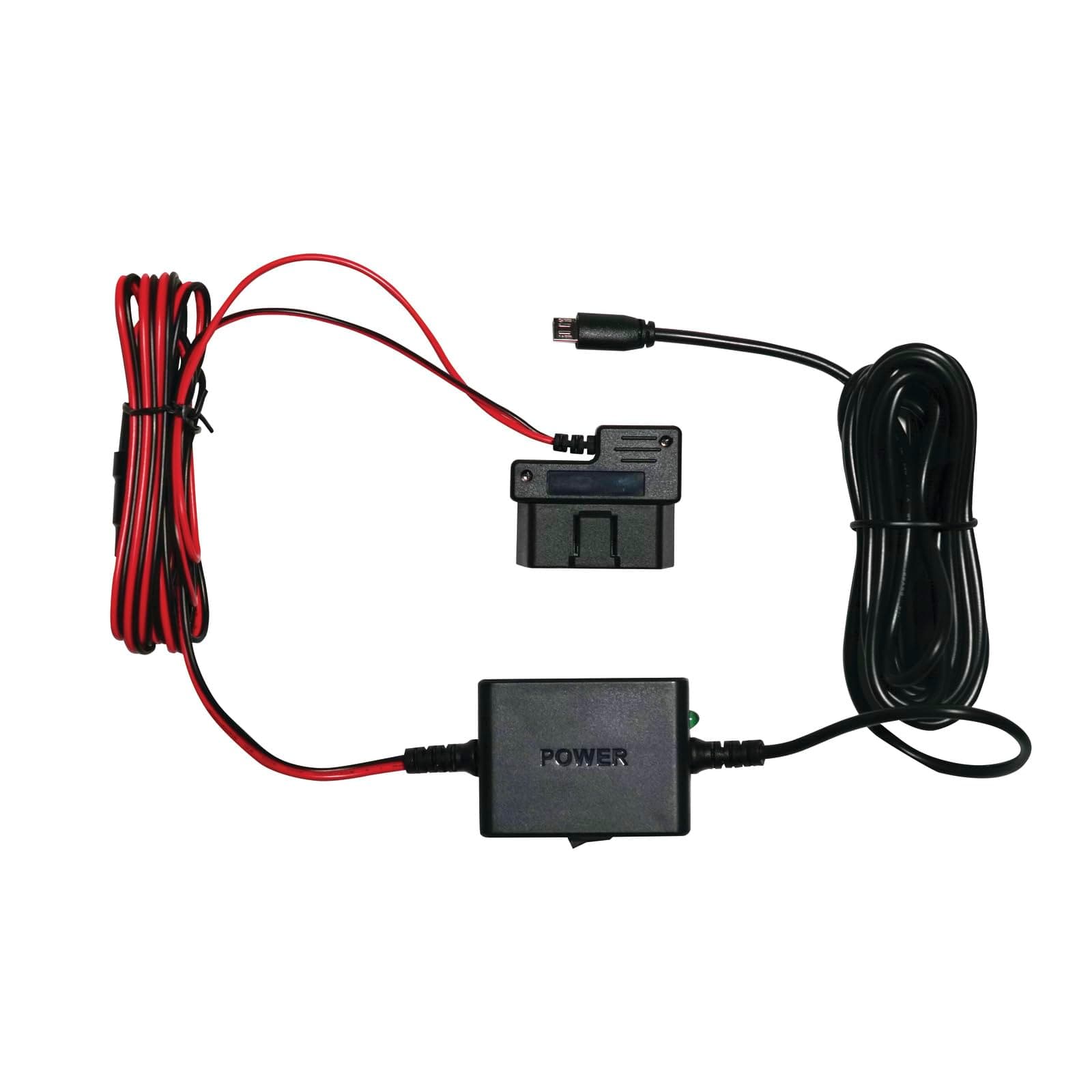 2.5A DIY Hardwire Kit Designed for Cobra and Drive HD Products: OBDII Port to Micro-USB, 15ft Cable, Intelligent Power Management, Enables Parking Mode and Motion Detection Feature