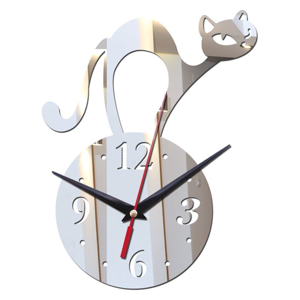 WHLGZ Creative Clock Diy Acrylic 3D Wall Clock Clock European Style Living Room Silvery Wall Clocks