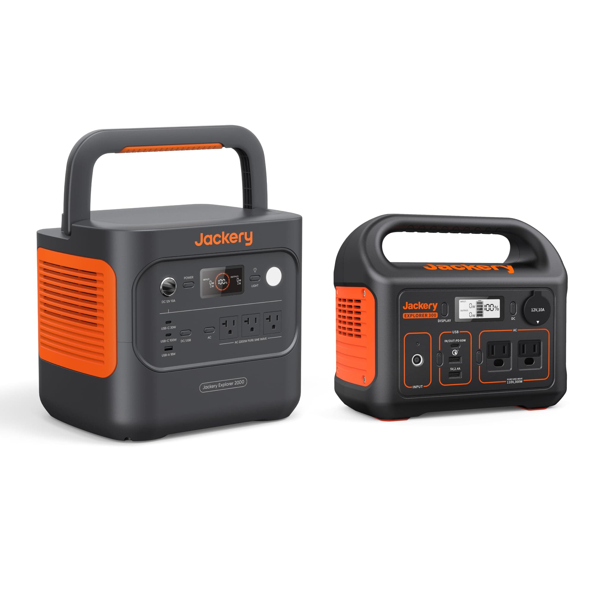 Jackery Explorer 2000 v2 Portable Power Station with Explorer 300, 2042Wh LiFePO4 Battery, 2200W Solar Generator, USB-C PD 100W Fast Charging for Camping, Home Use(Solar Panel Optional)